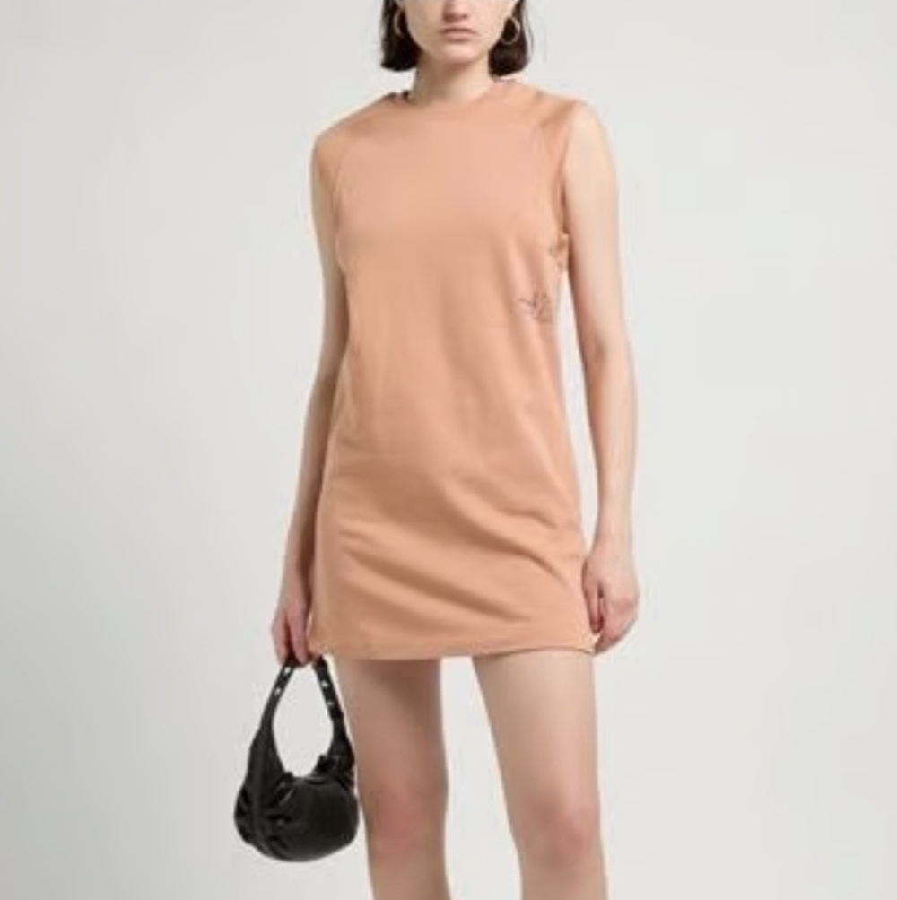 Armani Exchange Crewneck Brand Logo Tan Mini Dress. Size XS.